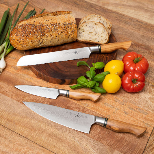 Ryda Knives ST650 Powder Steel 3 Pc Chef Utility Bread Knife Set