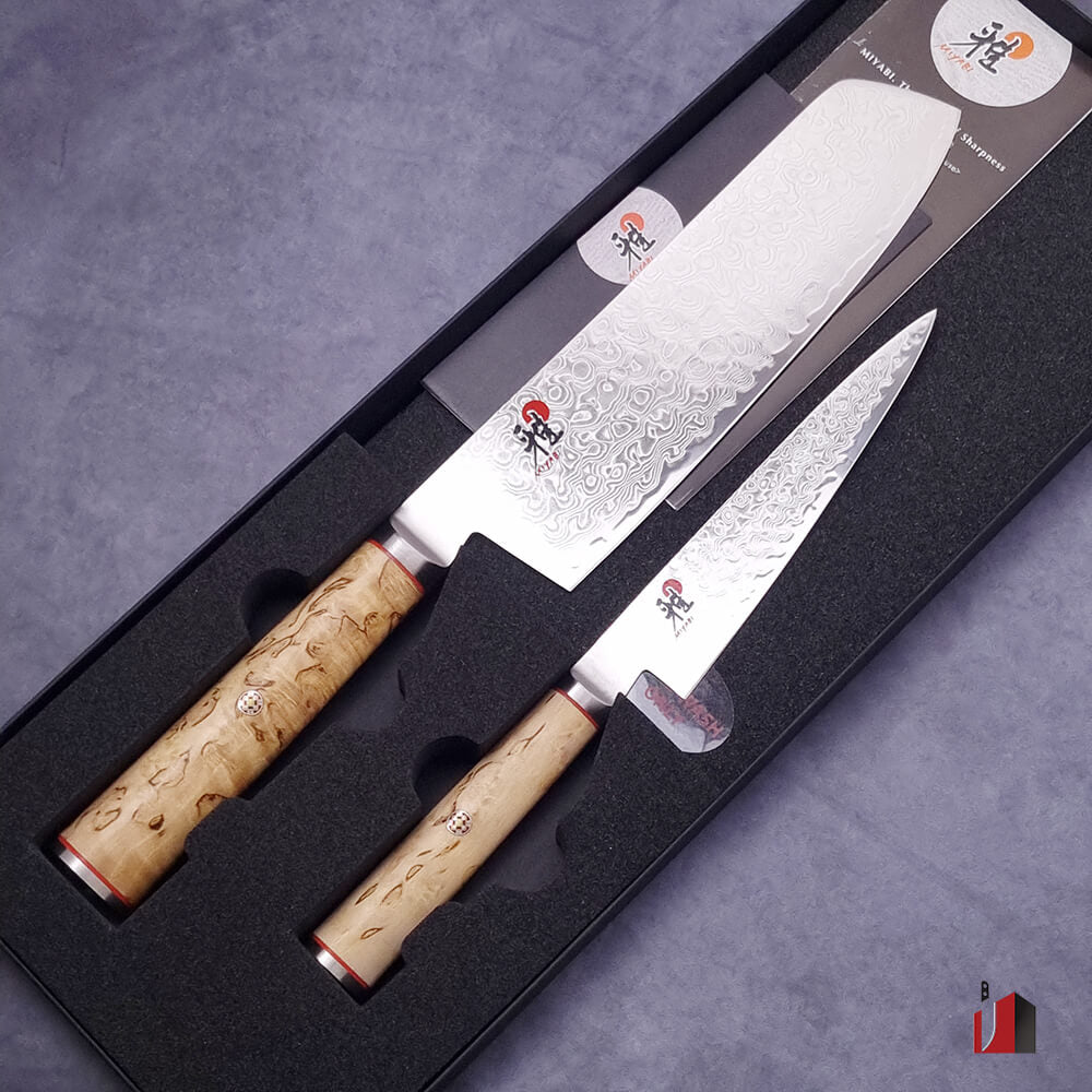 Miyabi 5000MCD Birchwood Nakiri Utility Knife 2 Pc Set