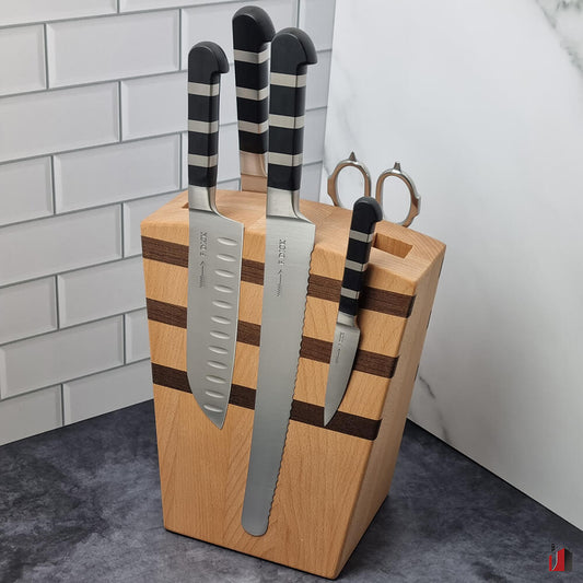 F DICK 1905 Series Wooden Magnetic Knife Block 6 Pc Set